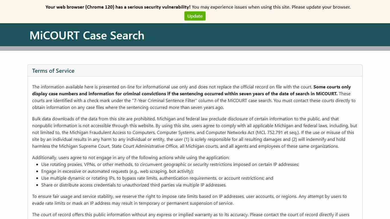 MiCOURT Case Search